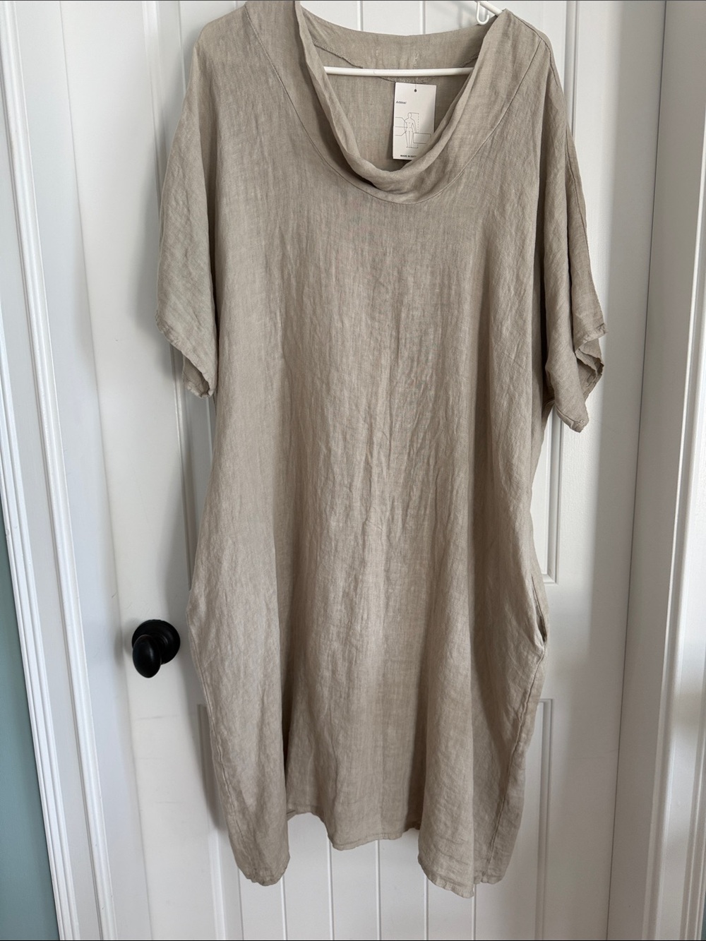 Oversized Cowl-Neck Maxi Dress in Light Taupe